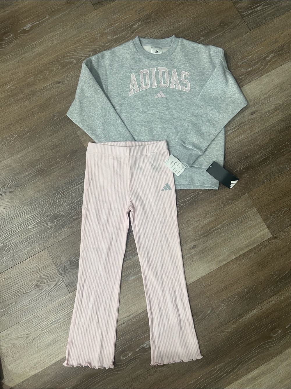 NEW Adidas Pink Ribbed Flare Leggings for Kids